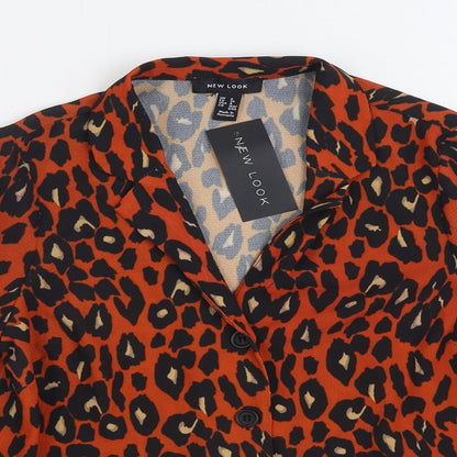 Womens UK Size 8 New Look Orange Basic Button-Up