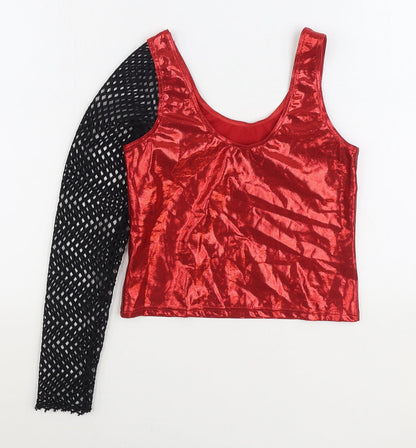 Dance Design Womens Red Polyester Basic Tank Size 4 Scoop Neck - Dance
