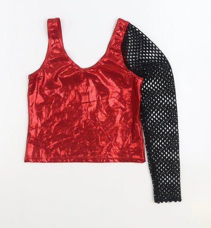 Dance Design Womens Red Polyester Basic Tank Size 4 Scoop Neck - Dance