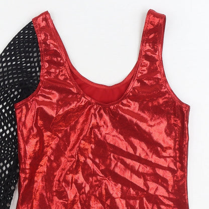 Dance Design Womens Red Polyester Basic Tank Size 4 Scoop Neck - Dance