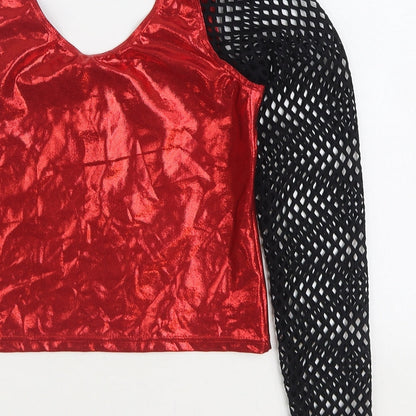 Dance Design Womens Red Polyester Basic Tank Size 4 Scoop Neck - Dance