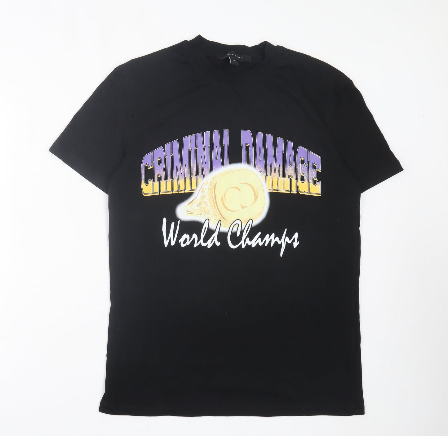 Criminal Damage Womens White Cotton Basic T-Shirt Size S Crew Neck - World Champs
