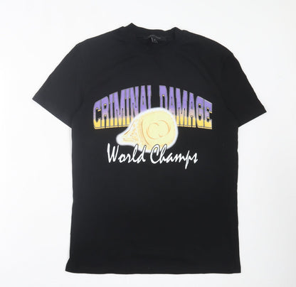 Criminal Damage Womens White Cotton Basic T-Shirt Size S Crew Neck - World Champs