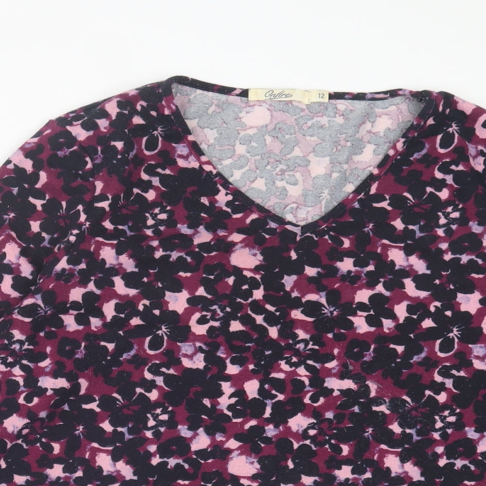 Womens UK Size 12 Onfire Purple Basic T-Shirt