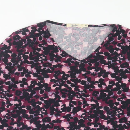 Womens UK Size 12 Onfire Purple Basic T-Shirt