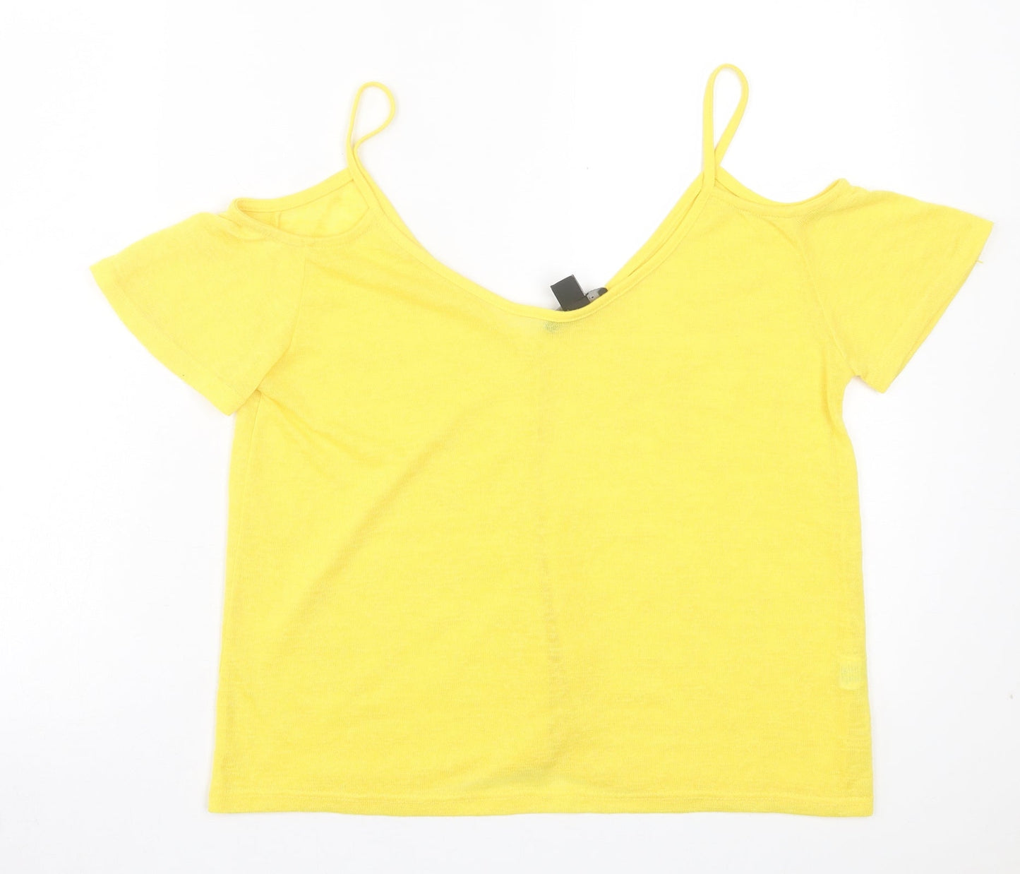 Atmosphere Womens Yellow Polyester Basic T-Shirt Size 8 Scoop Neck - Cold Shoulder