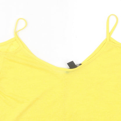 Atmosphere Womens Yellow Polyester Basic T-Shirt Size 8 Scoop Neck - Cold Shoulder