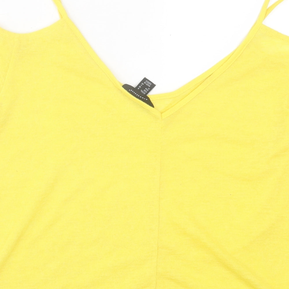 Atmosphere Womens Yellow Polyester Basic T-Shirt Size 8 Scoop Neck - Cold Shoulder