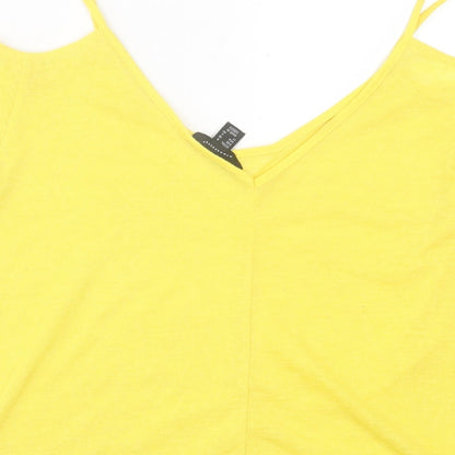 Atmosphere Womens Yellow Polyester Basic T-Shirt Size 8 Scoop Neck - Cold Shoulder