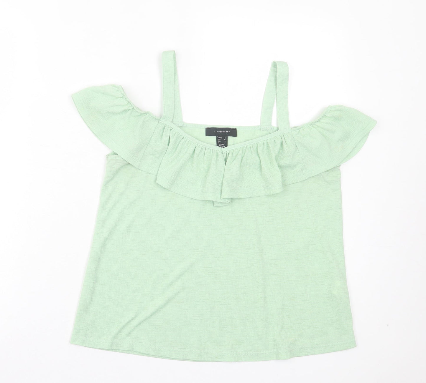 Atmosphere Womens Green Polyester Basic Tank Size 8 V-Neck - Cold Shoulder