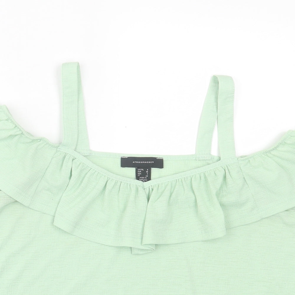 Atmosphere Womens Green Polyester Basic Tank Size 8 V-Neck - Cold Shoulder