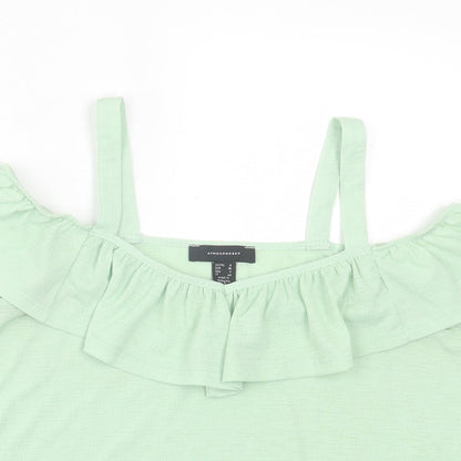 Atmosphere Womens Green Polyester Basic Tank Size 8 V-Neck - Cold Shoulder