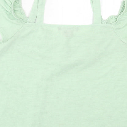 Atmosphere Womens Green Polyester Basic Tank Size 8 V-Neck - Cold Shoulder