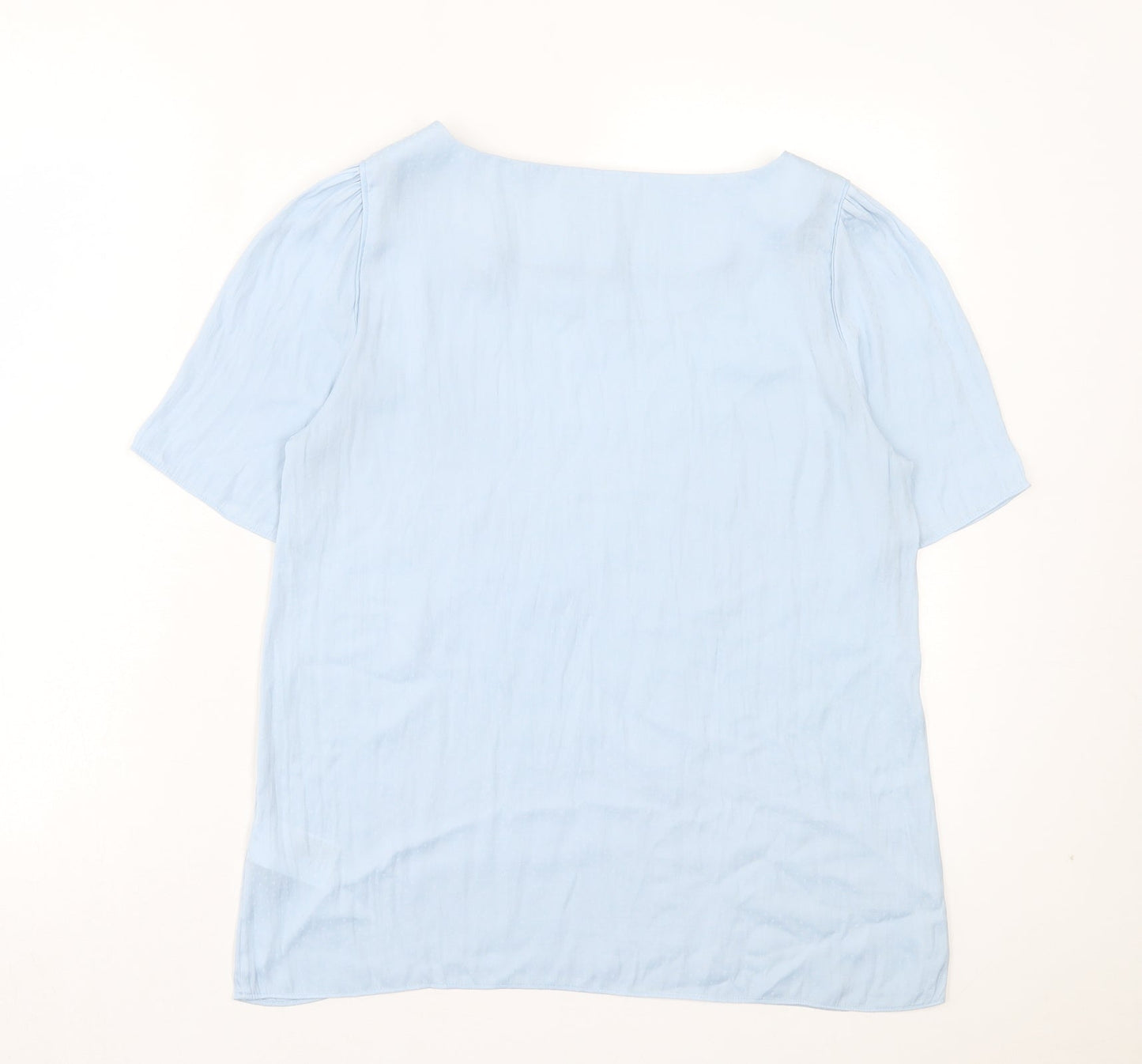 H&M Womens Blue Polka Dot Polyester Basic T-Shirt Size 10 Crew Neck