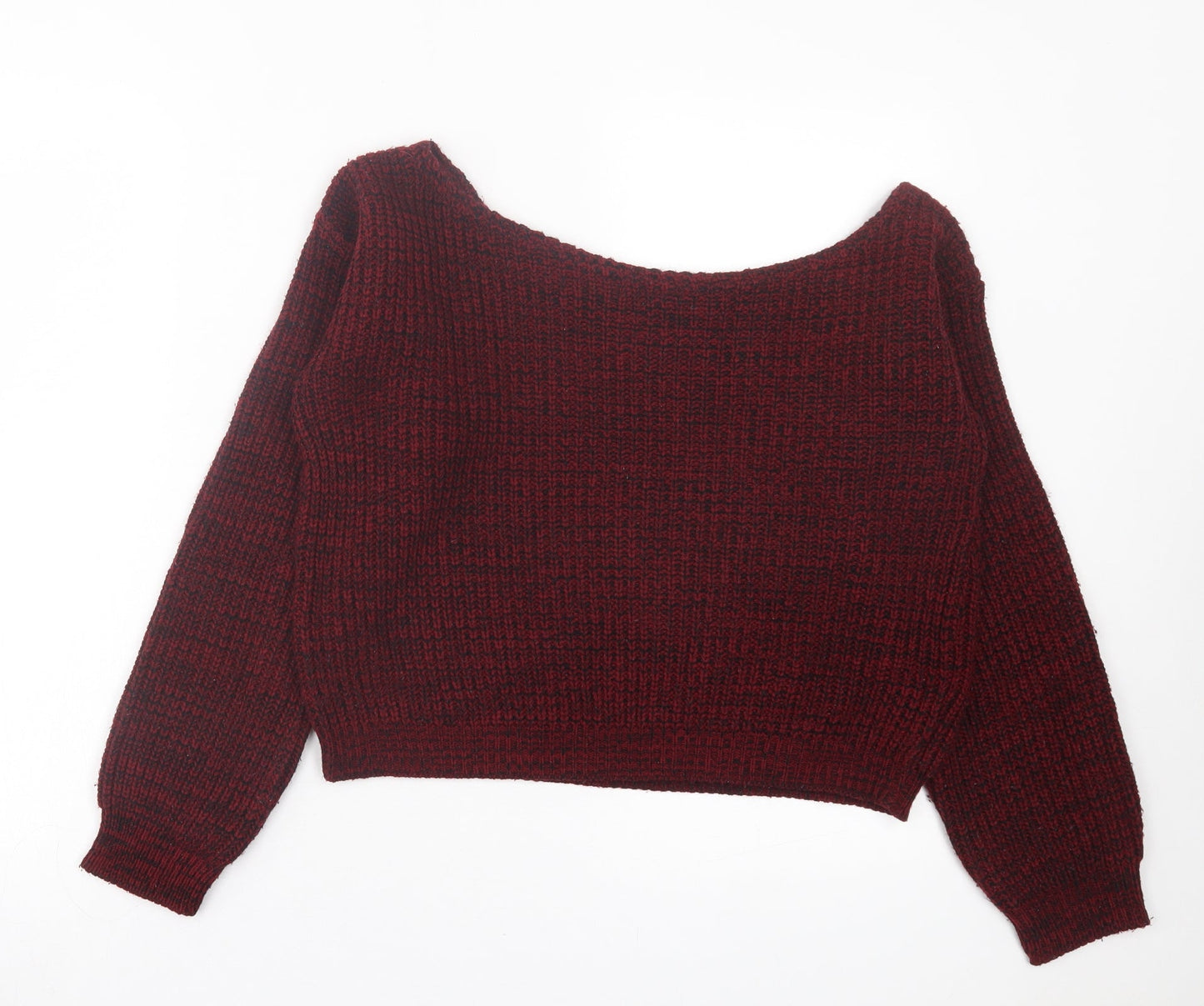 Boohoo Womens Red Boat Neck Acrylic Pullover Jumper Size S