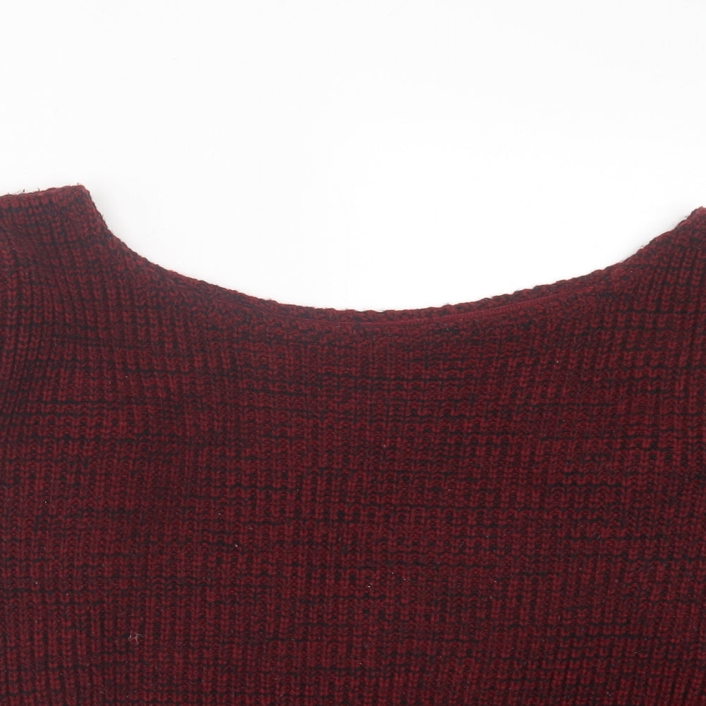 Boohoo Womens Red Boat Neck Acrylic Pullover Jumper Size S