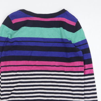 F&F Womens Multicoloured Round Neck Striped Viscose Pullover Jumper Size 10