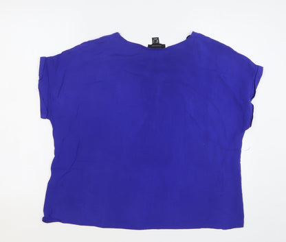 Womens UK Size 14 New Look Blue Basic Blouse
