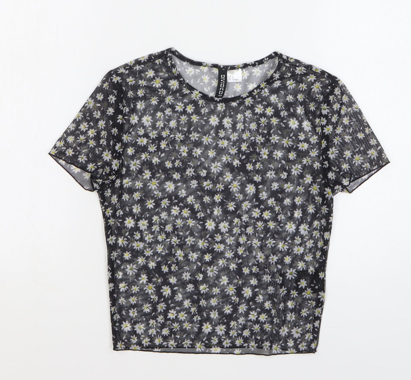 Womens UK Size S H&M Black Cropped T-Shirt