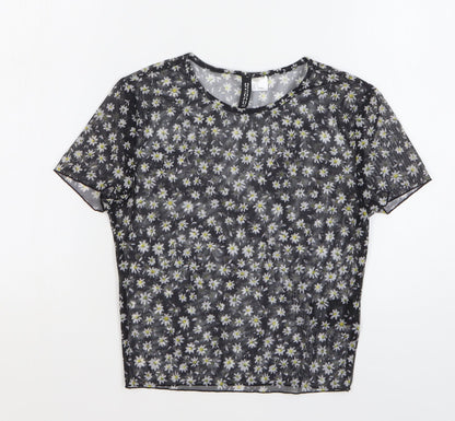 Womens UK Size S H&M Black Cropped T-Shirt