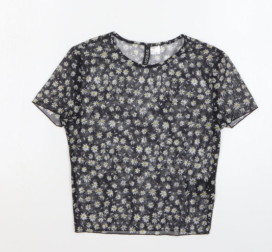 Womens UK Size S H&M Black Cropped T-Shirt