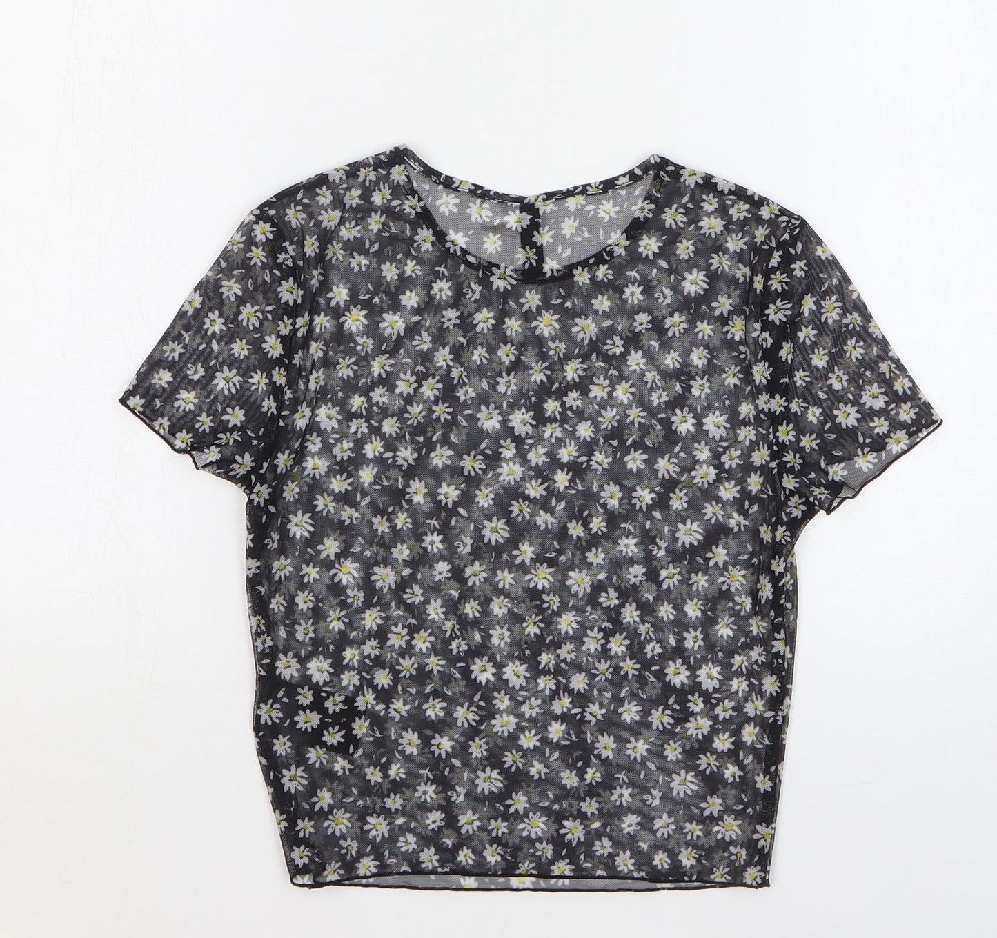 Womens UK Size S H&M Black Cropped T-Shirt