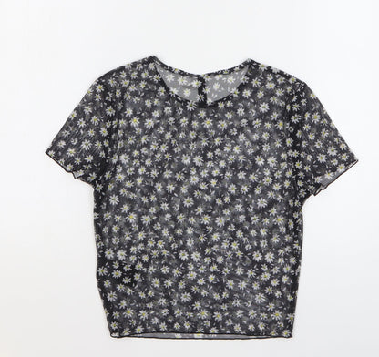 Womens UK Size S H&M Black Cropped T-Shirt