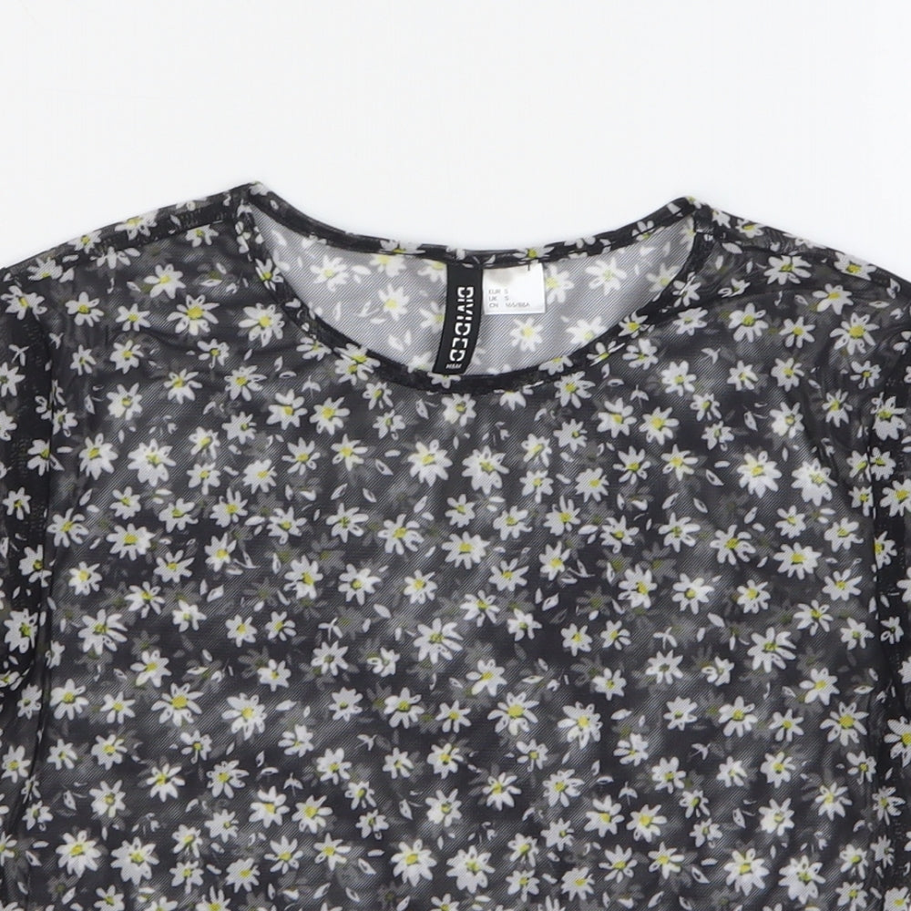 Womens UK Size S H&M Black Cropped T-Shirt