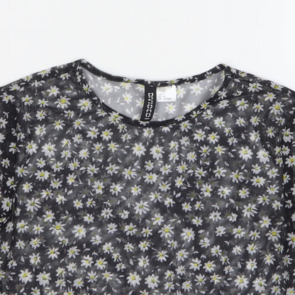 Womens UK Size S H&M Black Cropped T-Shirt