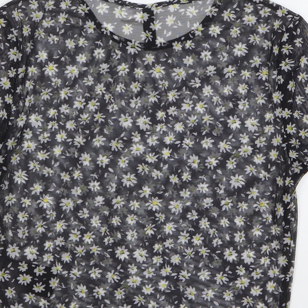 Womens UK Size S H&M Black Cropped T-Shirt