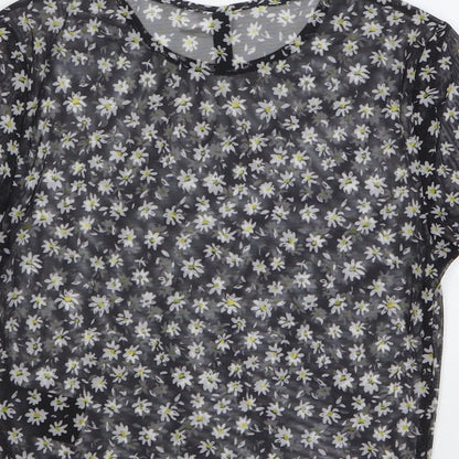 Womens UK Size S H&M Black Cropped T-Shirt