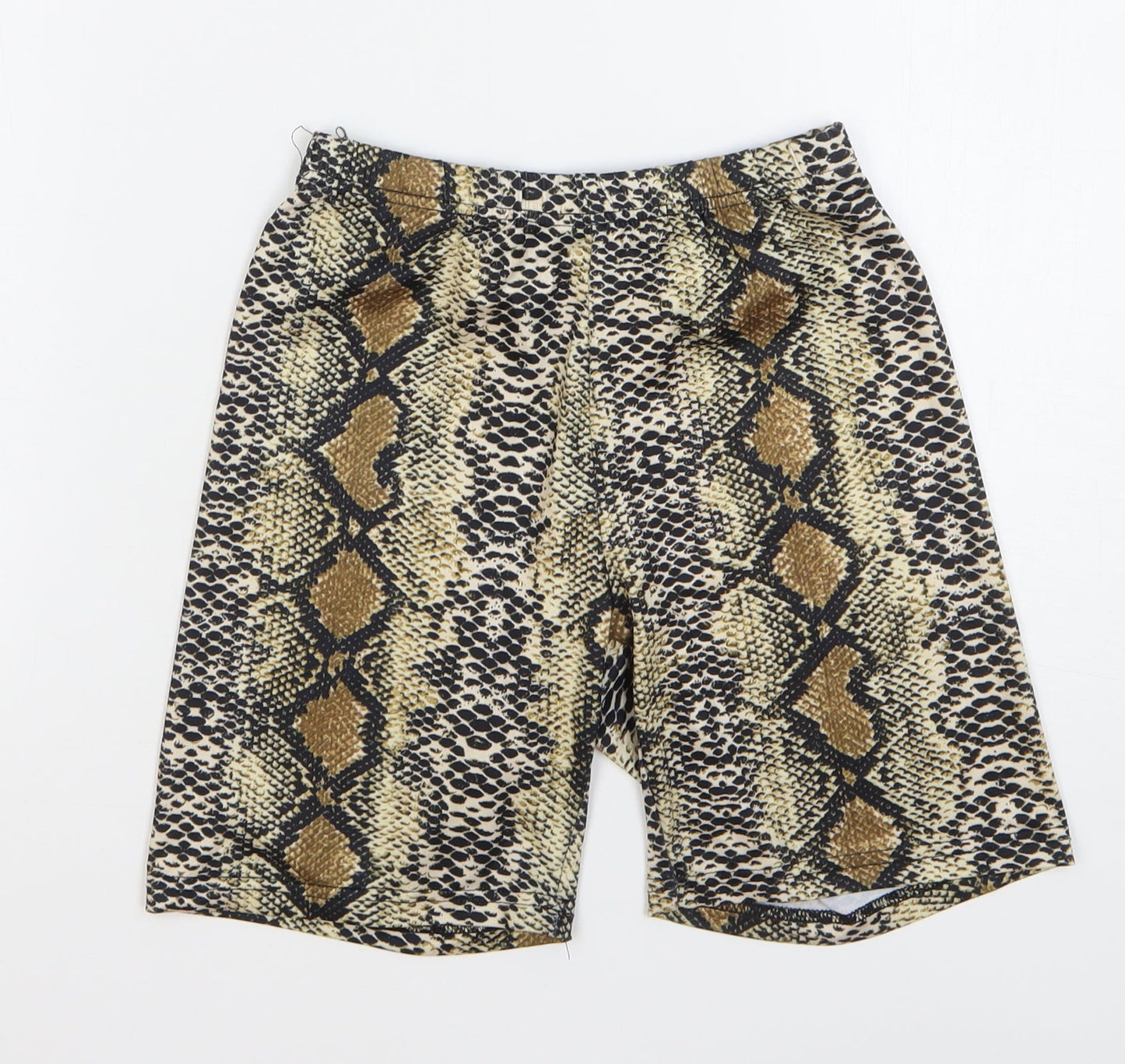 SheIn Womens Multicoloured Animal Print Polyester Compression Shorts Size XS L7 in Regular - Snake Skin