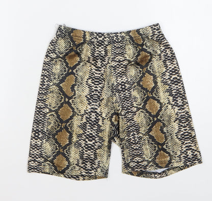 SheIn Womens Multicoloured Animal Print Polyester Compression Shorts Size XS L7 in Regular - Snake Skin