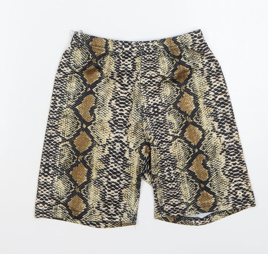 SheIn Womens Multicoloured Animal Print Polyester Compression Shorts Size XS L7 in Regular - Snake Skin