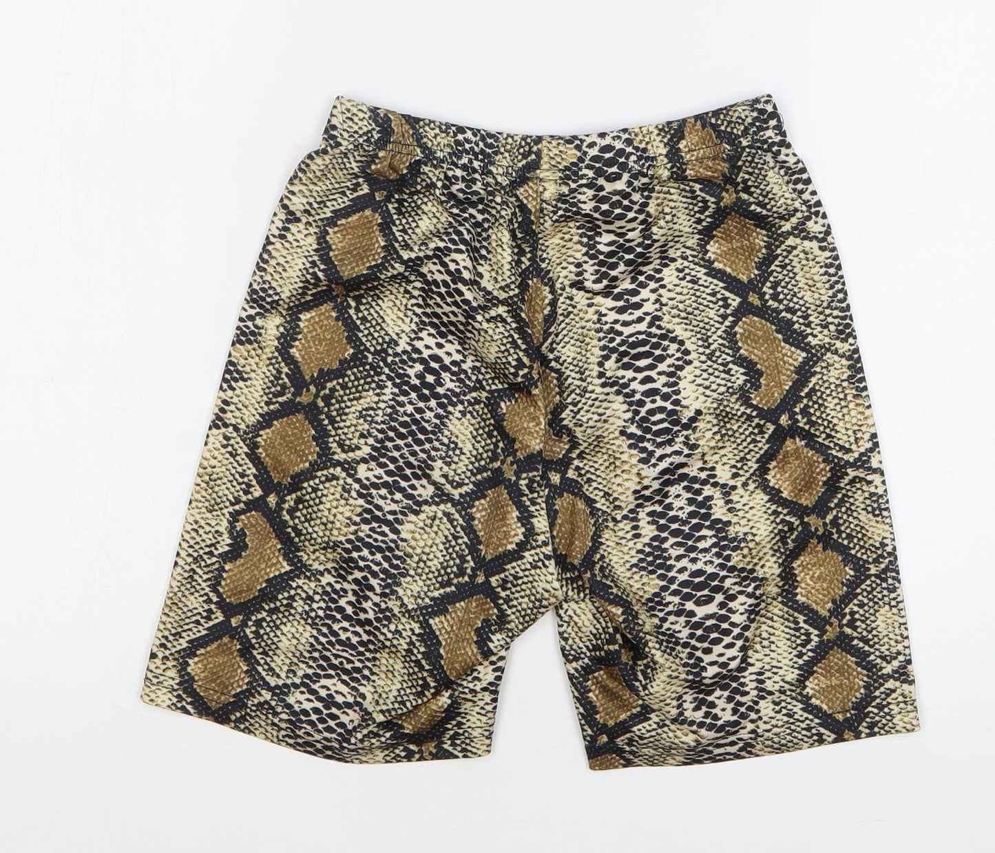 SheIn Womens Multicoloured Animal Print Polyester Compression Shorts Size XS L7 in Regular - Snake Skin