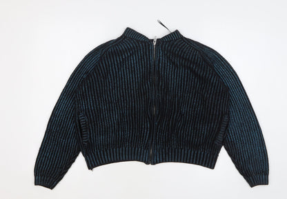 H&M Womens Blue Acrylic Full Zip Sweatshirt Size S Zip - Cropped