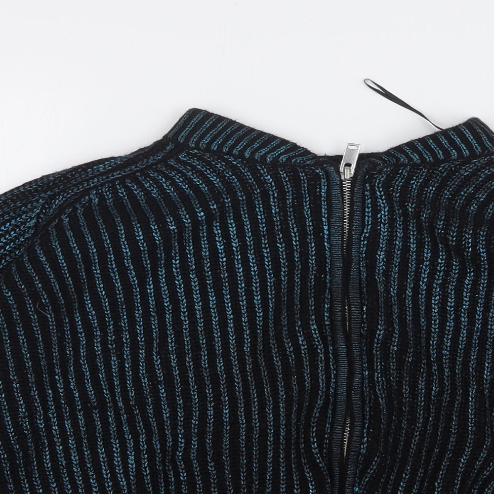 H&M Womens Blue Acrylic Full Zip Sweatshirt Size S Zip - Cropped