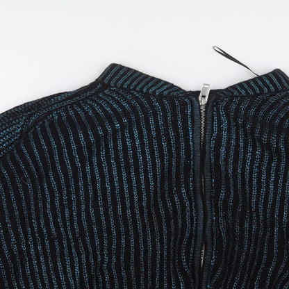 H&M Womens Blue Acrylic Full Zip Sweatshirt Size S Zip - Cropped