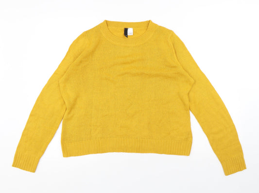 Womens UK Size S Divided Yellow Pullover Jumper