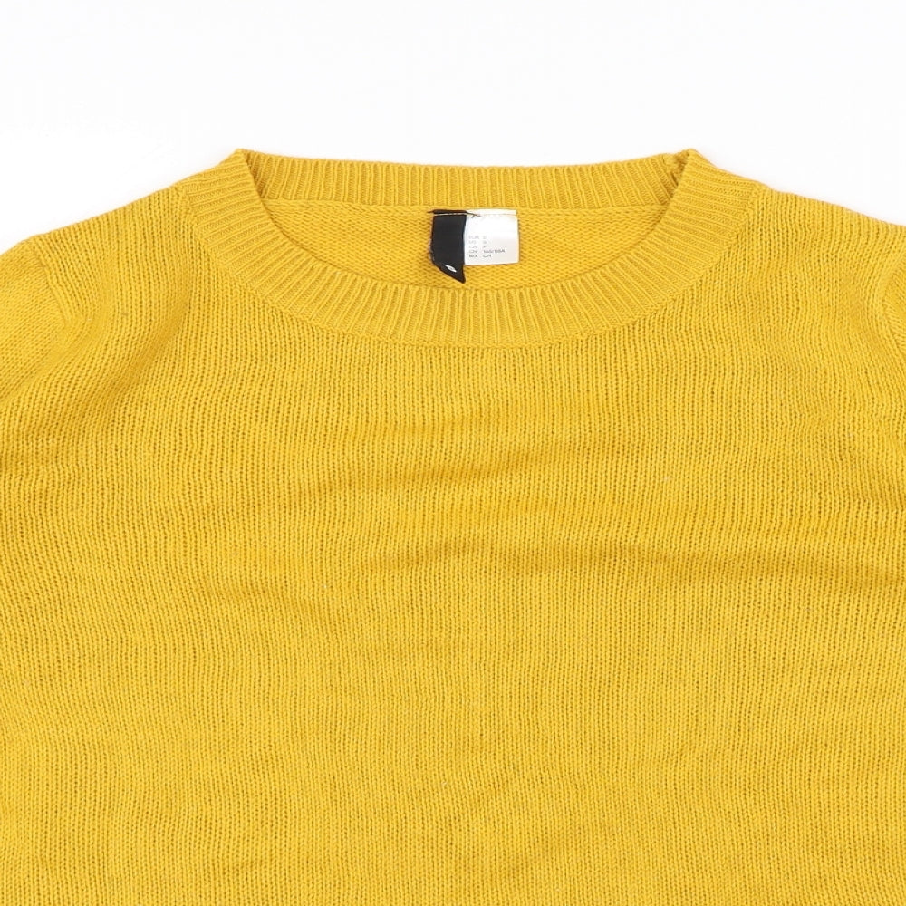 Womens UK Size S Divided Yellow Pullover Jumper