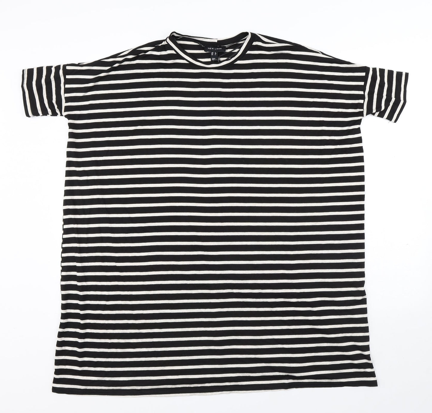 New Look Womens Multicoloured Striped Viscose T-Shirt Dress Size 8 Round Neck