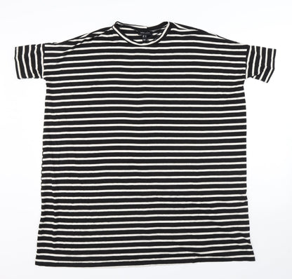 New Look Womens Multicoloured Striped Viscose T-Shirt Dress Size 8 Round Neck