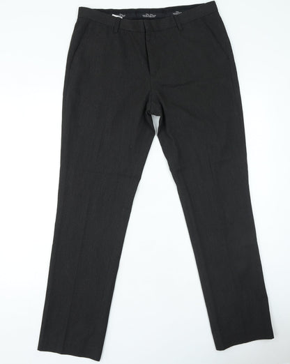 The Saville Row Mens Grey Polyester Trousers Size 34 in L27 in Regular Zip