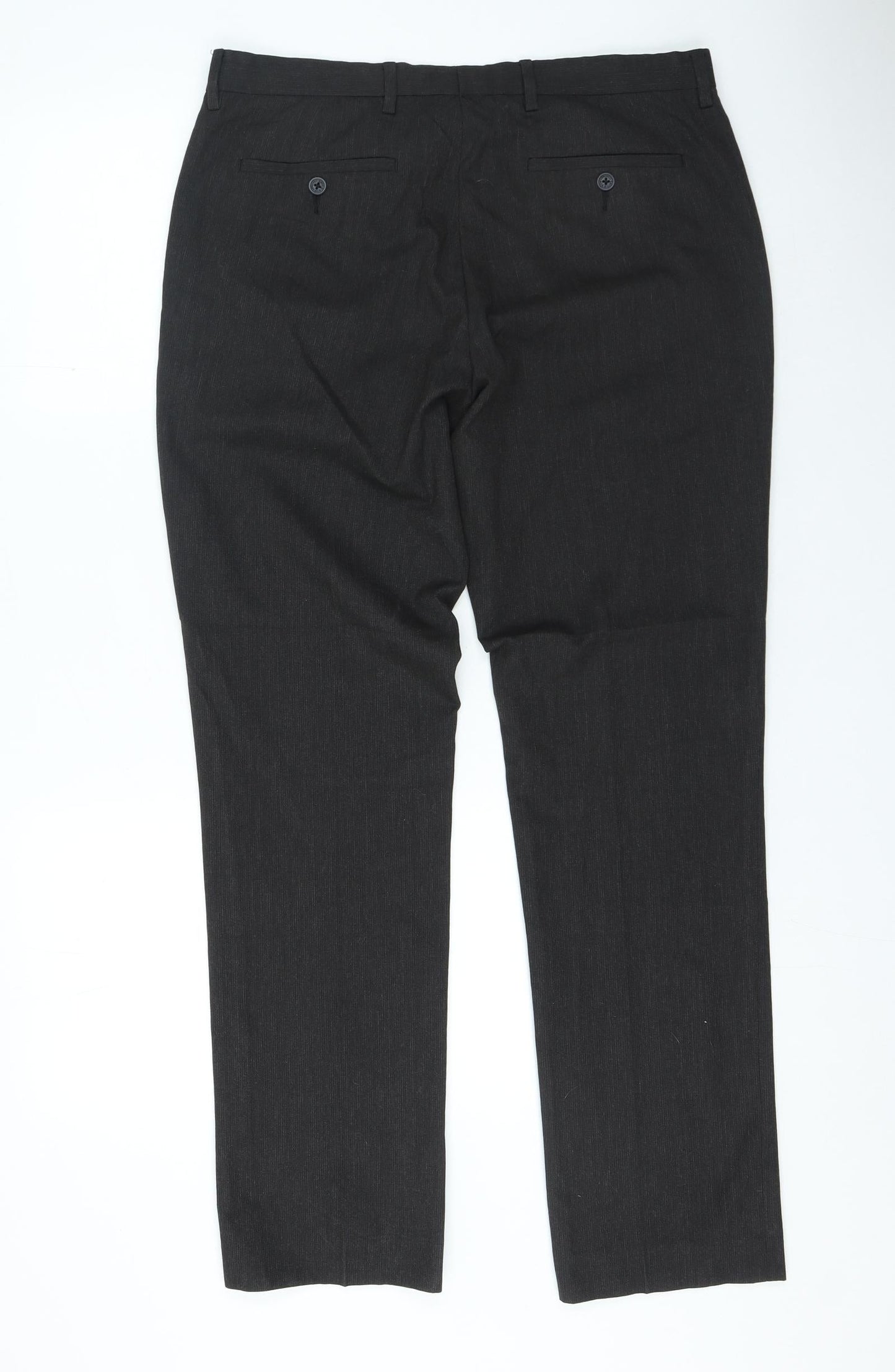 The Saville Row Mens Grey Polyester Trousers Size 34 in L27 in Regular Zip