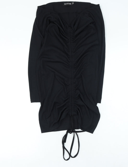 PRETTYLITTLETHING Womens Black Polyester Bodycon Size 12 Sweetheart Pullover