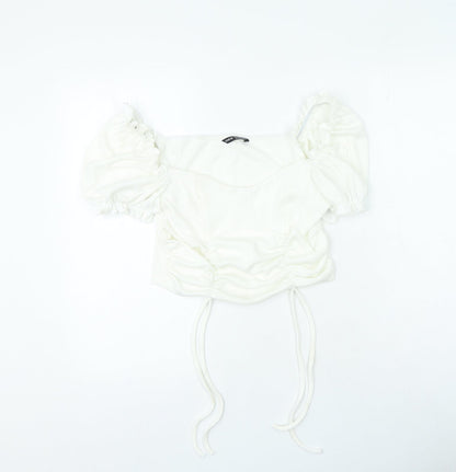 SheIn Womens Ivory Polyester Cropped T-Shirt Size L Sweetheart