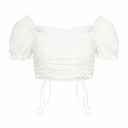 Womens UK Size L SheIn Ivory Cropped T-Shirt