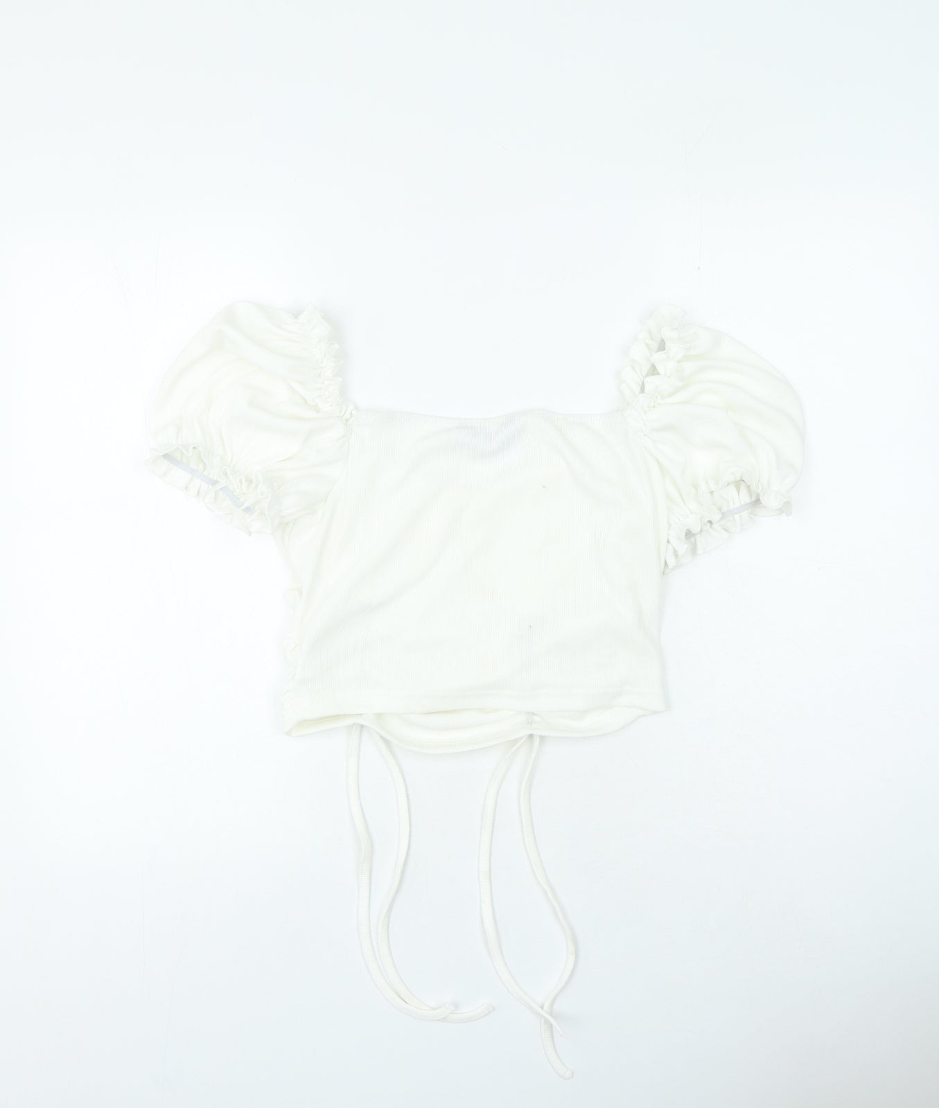 SheIn Womens Ivory Polyester Cropped T-Shirt Size L Sweetheart