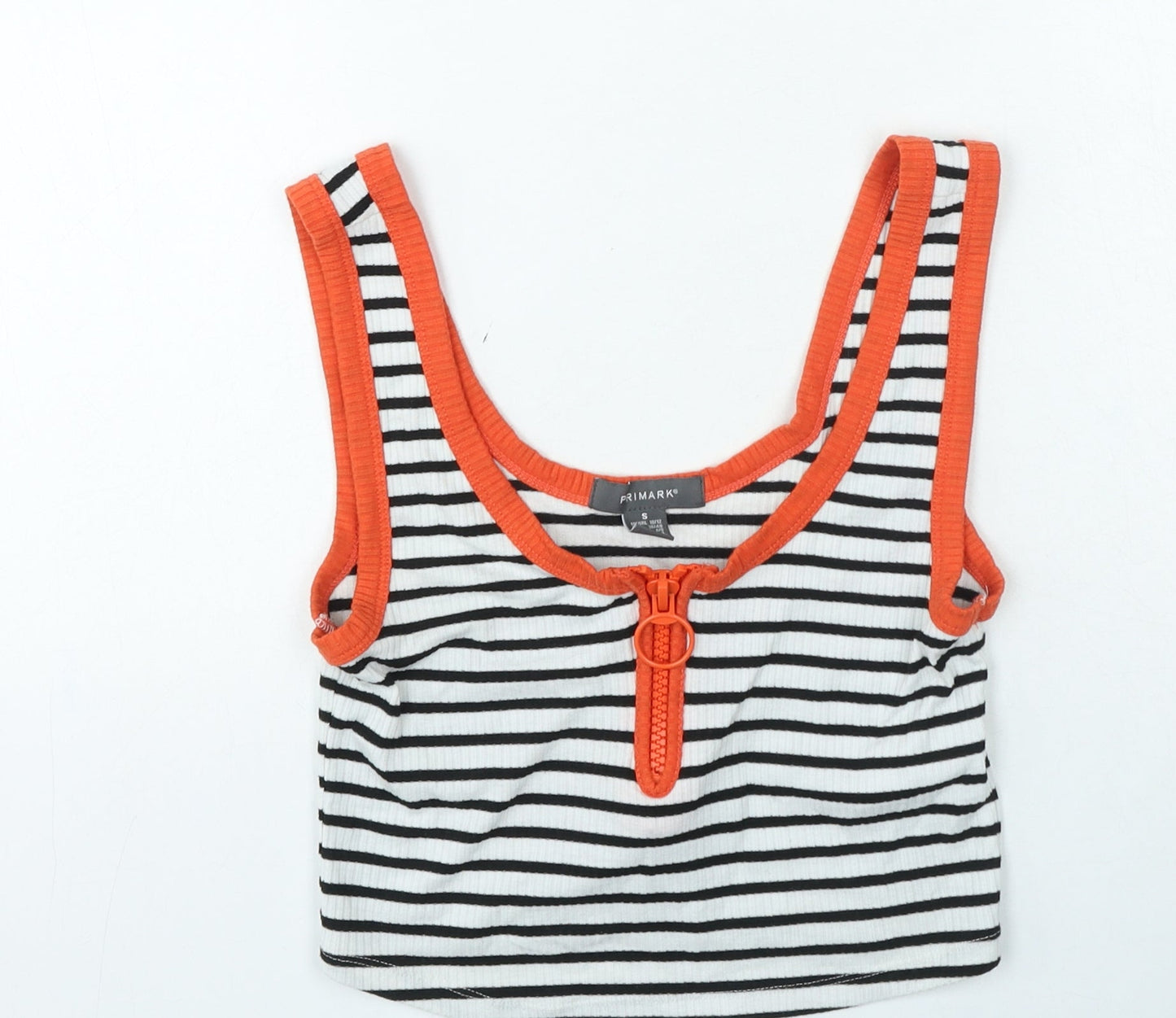 Primark Womens Multicoloured Striped Polyester Basic Tank Size S Round Neck