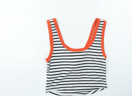 Primark Womens Multicoloured Striped Polyester Basic Tank Size S Round Neck
